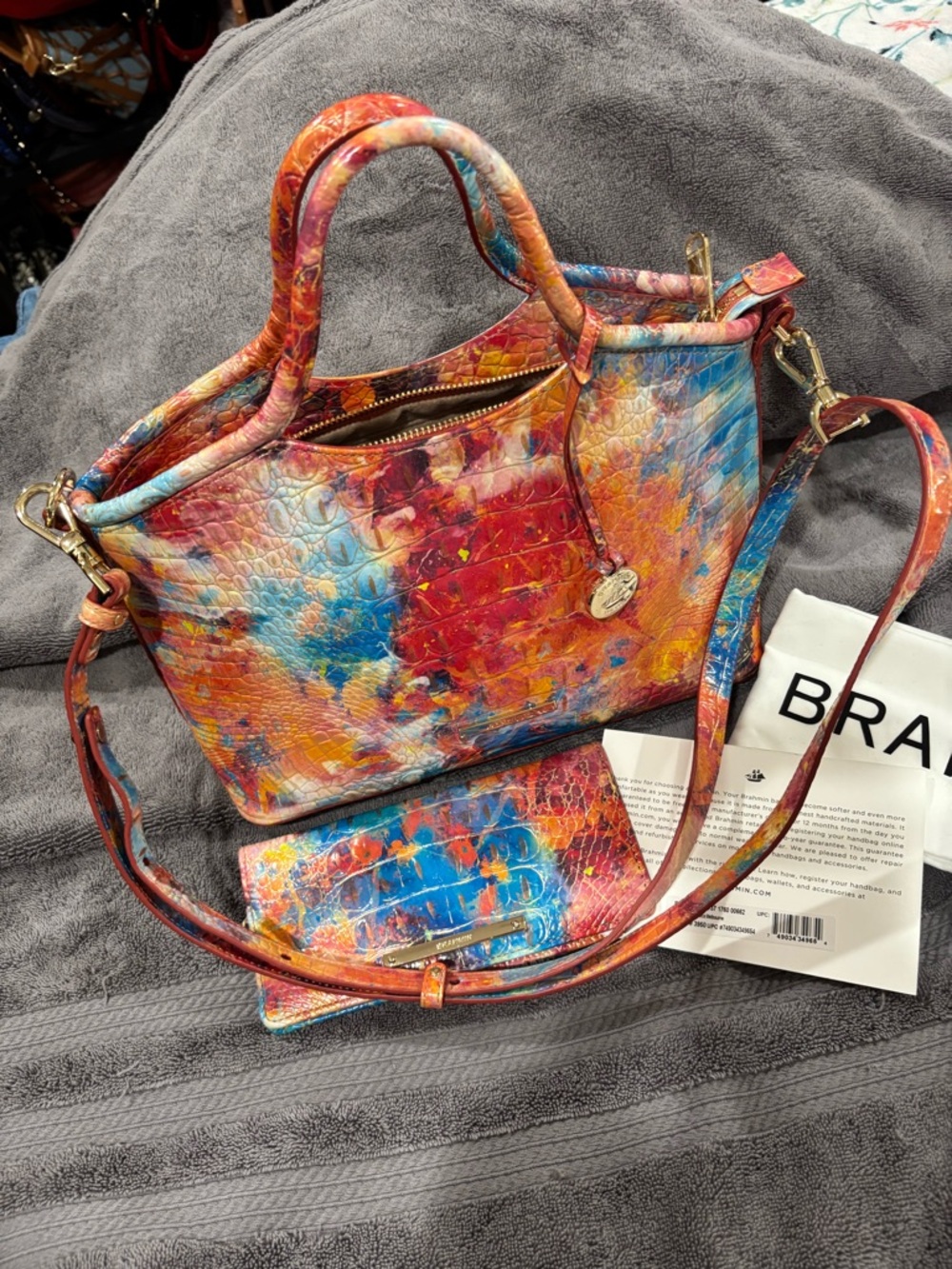 Brahmin Sm. Vera Multicolor Croc-Embossed Satchel with Matching Wallet - Picture 6 of 6